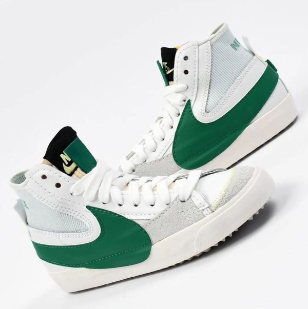 نایک بلیزر جامبو ساقدار سفید سبز Nike blazer mid jumbo white green