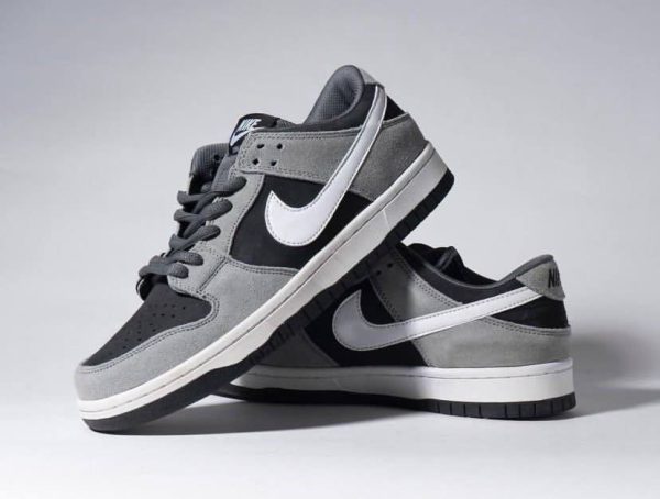 نایک دانک بدون ساق طوسی مشکی تیک سفید Nike sb dunk grey black