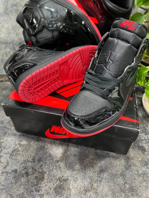 نایک ایر جردن ۱ ساقدار تمام مشکی ورنی Nike air jordan 1 full black - Image 4