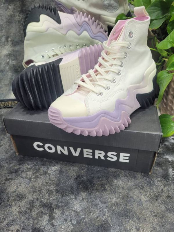 کانورس ساقدار استارموشن سفید بنفش Converse run star motion white and purple - Image 3