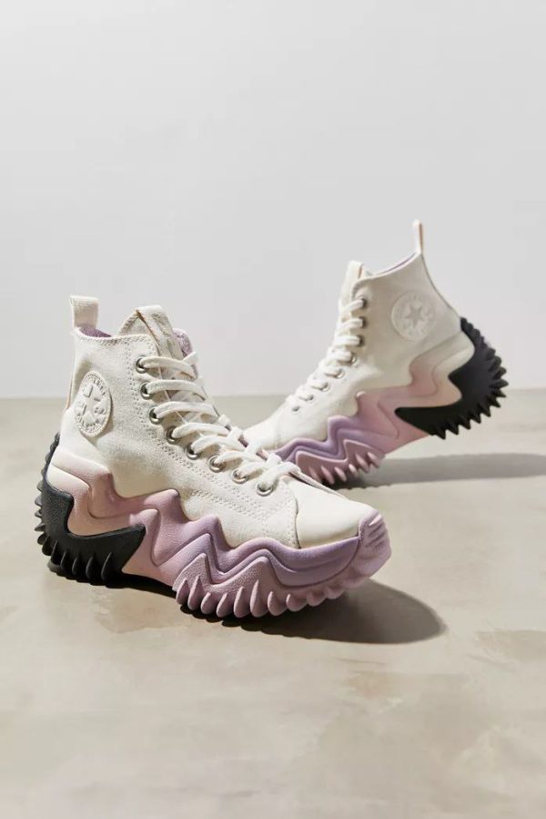 کانورس ساقدار استارموشن سفید بنفش Converse run star motion white and purple