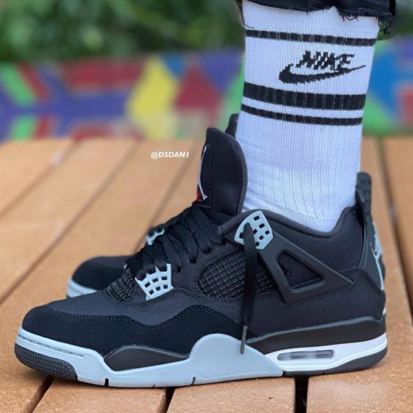 نایک ایر جردن ۴ مشکی کانواس  Nike air jordan 4 black canvas