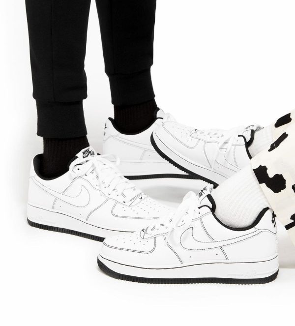 نایک ایر فورس ۱ بدون ساق سفید مشکی کنتراست Nike air force 1 contrast stitch white black