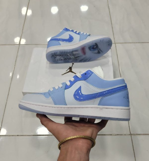 نایک ایر جردن ۱ بدون ساق آبی دو رنگ Nike air jordan 1 low Blue - Image 2