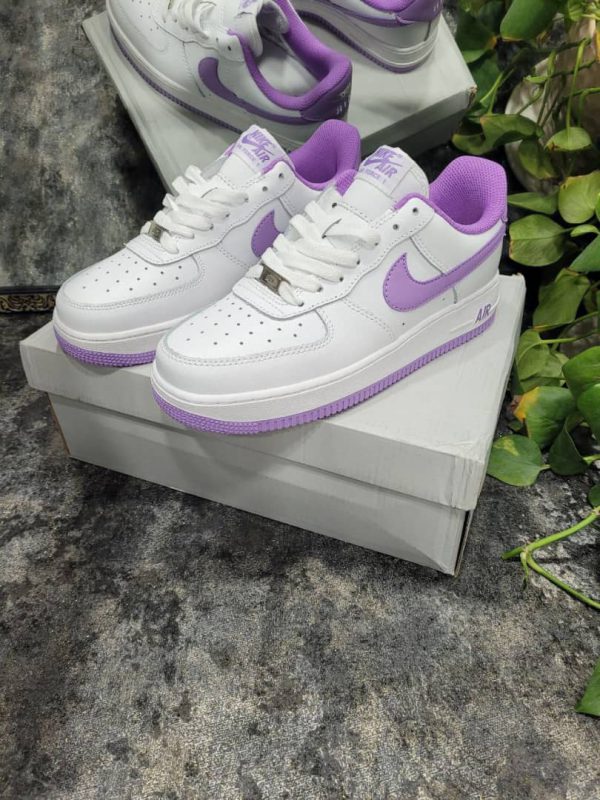 نایک ایر فورس ۱ بدون ساق سفید بنفش Nike airforce 1 white purple - Image 2