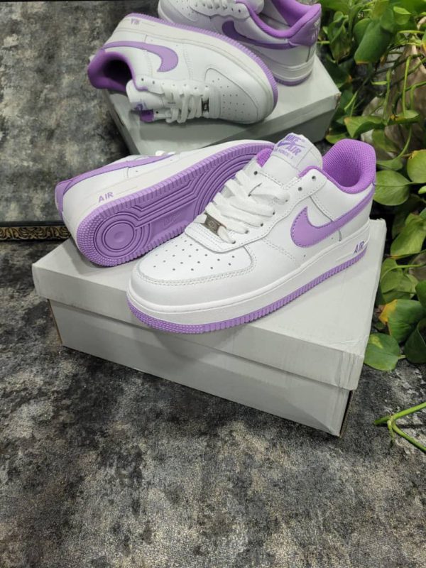 نایک ایر فورس ۱ بدون ساق سفید بنفش Nike airforce 1 white purple - Image 3