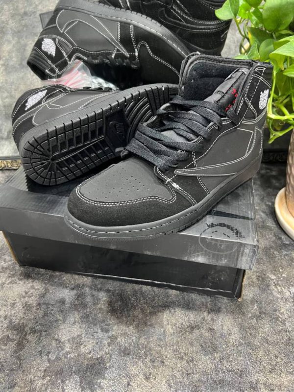 نایک ایرجردن ۱ ساقدار تراویس اسکات تمام مشکی Nike air jordan 1 high travis scott full black - Image 3