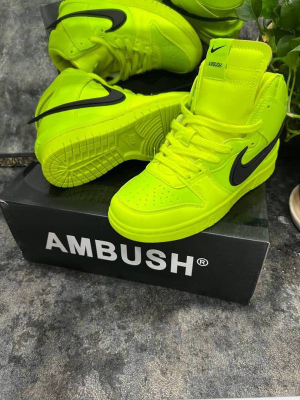 نایک اس بی دانک ساقدار آمبوش سبز لیمویی Nike sb dunk high ambush lime green - Image 3