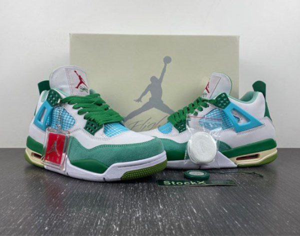 نایک ایر جردن ۴ فیروزه ای سبز Nike air jordan 4 PE SB Green Blue White