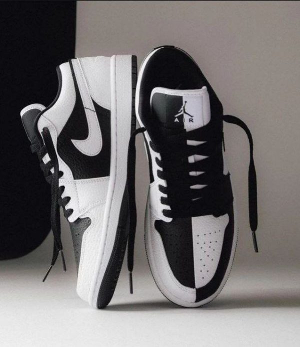 نایک ایر جردن ۱ بدون ساق مشکی دو رنگ Nike air jordan 1 low black and white