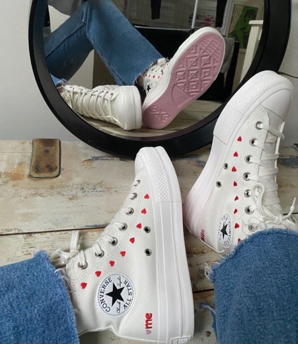 کانورس آل استار ساقدار ولنتاین سفید Converse all star chuck Taylor Valentine's day