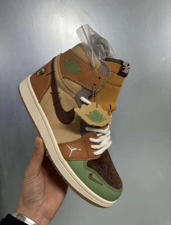 نایک جردن ۱ ساقدار زیون وودو قهوه ای سبز Nike jordan 1 high zion Voodo