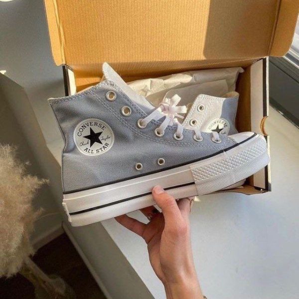 کانورس ساقدار لیفت پلتفورم طوسی  Converse all star lift platform gray