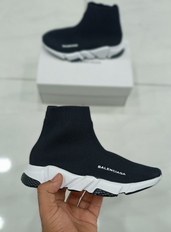 کتونی بچه گانه بالنسیاگا جورابی سفید مشکی Balenciaga White Black - Image 2