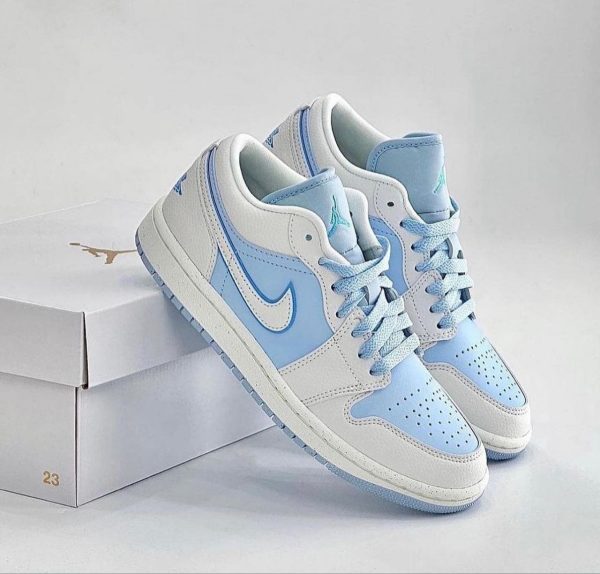 نایک ایر جردن ۱ بدون ساق آبی یخی Nike air jordan 1 low ice blue