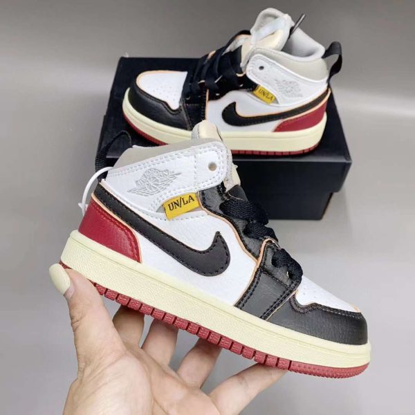 کتونی بچه گانه نایک ایر جردن ۱ ساقدار لوس آنجلس مشکی قرمز Nike air jordan 1 UNION Los Angeles