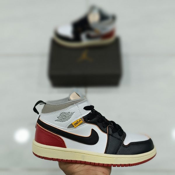 کتونی بچه گانه نایک ایر جردن ۱ ساقدار لوس آنجلس مشکی قرمز Nike air jordan 1 UNION Los Angeles - Image 2