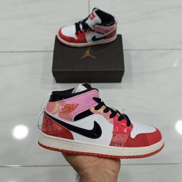 کتونی بچه گانه نایک جردن ۱ ساقدار مرد عنکبوتی قرمز Nike air jordan 1 - Image 2