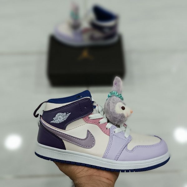 کتونی بچه گانه نایک جردن ۱ ساقدار سفید بنفش Nike air jordan 1 - Image 2