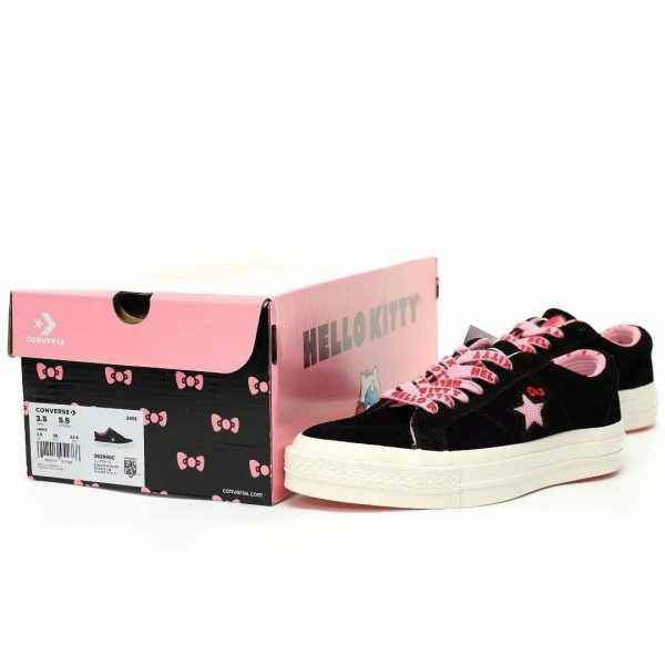 کانورس آل استار بدون ساق ۱۹۷۰ هلو‌ کیتی صورتی مشکی Converse all star 1970 low Hello Kitty - Image 2