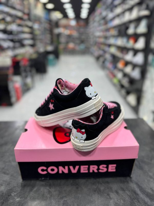 کانورس آل استار بدون ساق ۱۹۷۰ هلو‌ کیتی صورتی مشکی Converse all star 1970 low Hello Kitty - Image 5