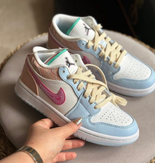 نایک ایر جردن ۱ بدون ساق ساشیکو‌ رنگی صورتی بنفش Nike air jordan 1 low Multi Color Sashico