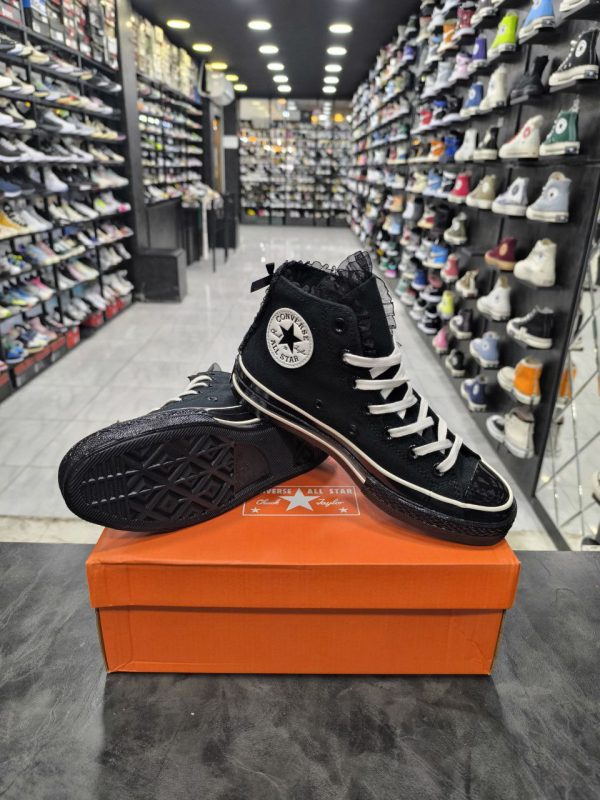 کانورس ساقدار چاک ۷۰ توری تمام مشکی Converse Chuck 70 Ruffles & Bows black - Image 3