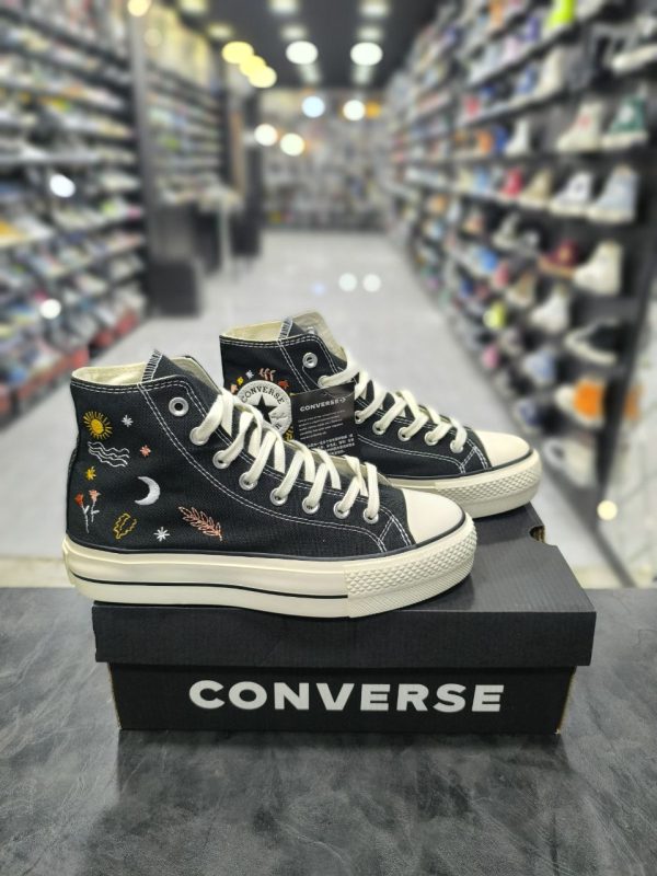 کانورس آل استار چاک تیلور پلتفرم ساقدار مشکی طرحدار Converse Chuck Taylor Plataforma All Star Black - Image 2