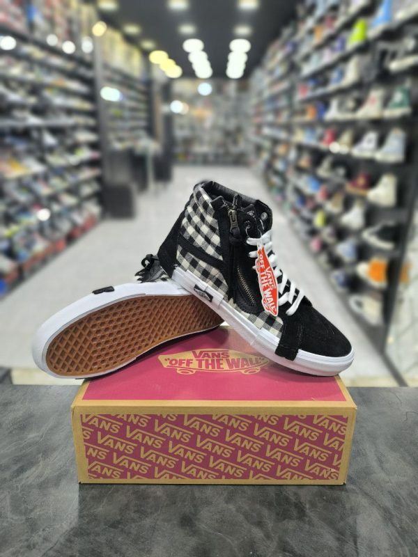 ونس ساقدار زیپی شطرنجی مشکی سفید Vans SK8HI Reissue Cap Black White - Image 4