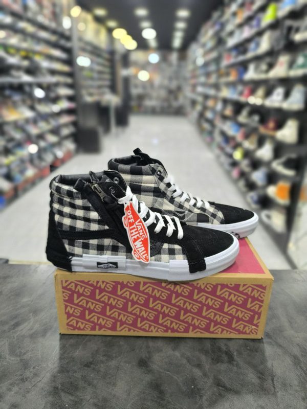 ونس ساقدار زیپی شطرنجی مشکی سفید Vans SK8HI Reissue Cap Black White - Image 3