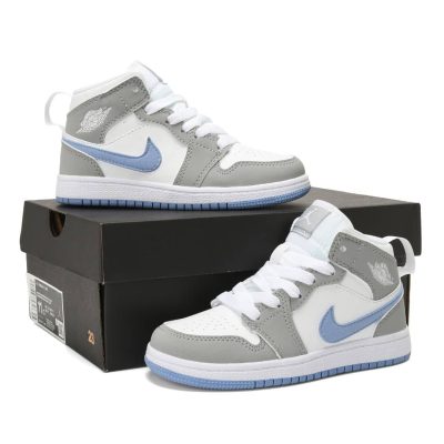 کتونی بچه گانه نایک ایر جردن ۱ ساقدار ولف طوسی Nike air Jordan 1 high wolf grey