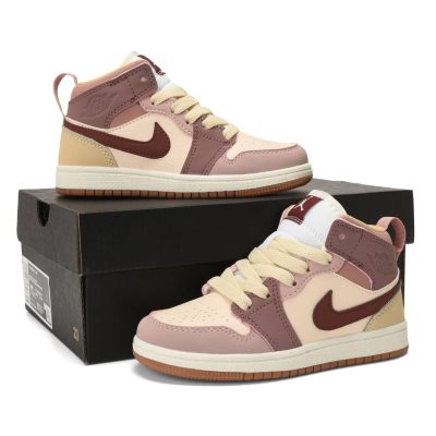 کتونی بچه گانه جردن ۱ ساقدار اسموکی صورتی Nike Air Jordan 1 high Dark Pony Smoky