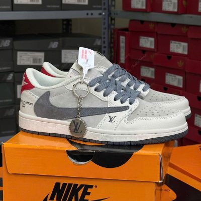 نایک ایر جردن ۱ بدون ساق تراویس اسکات لویی ویتون طوسی جیر Nike air jordan 1 low Travis Scott