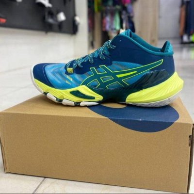 کتونی والیبال آسیکس متارایز زرد سورمه ای آبی Asics Metarise
