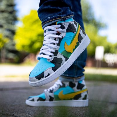 کتونی بچه گانه نایک جردن ۱ ساقدار گاوی چانکی دانکی  Nike air Jordan 1 high chunky dunky